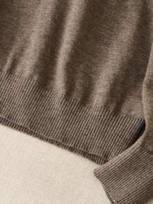 GIGOGOU 女士薄款保暖休闲毛衣上衣，柔软舒适，简约时尚，秋季服装 - 咖啡棕 - 查看 6