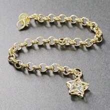 1 pieza Pulsera de plata de ley 925 con pentágono y cristal de circonita, joya de regalo versátil y minimalista de moda para mujeres - Dorado - Ver 5