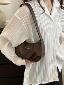 女士手提包，便携式通勤单肩包，用途广泛 - 棕色 - 查看 6