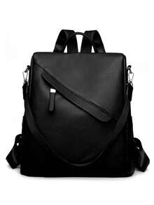 Balo du lịch chống trộm dung tích lớn màu sắc thời trang dành cho nữ, Túi đựng máy tính xách tay, Balo học sinh, Phong cách đường phố - màu đen - Xem 4