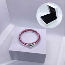 1 件高端女士皮革圆头扣饰皮绳手链系列，适合日常佩戴，适合饰珠，完美的圣诞节情人节礼物