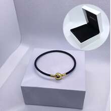 1 件高端女士皮革圆头扣饰皮绳手链系列，适合日常佩戴，适合饰珠，完美的圣诞节情人节礼物