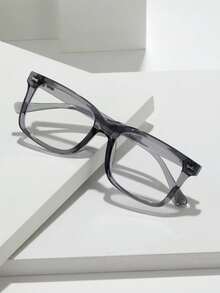 2 piezas Gafas de hombre con decoración metálica, estilo clásico retro con remaches, para campus/negocios con lentes transparentes (con correa para gafas)