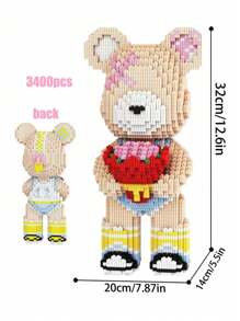 3100pcs 32cm/12.6in Love Bear Flower Bear Music Bear DIY Pixel Blocks, 3D Concatenated Blocks 14+, Room Creative Decoration, Desktop Accessories, Stress Relief Toys, Valentine's Day Gifts, Christmas Gifts, Birthday Gifts, Couple Gifts, New Year Gifts, Gifts For Girlfriends, Gifts For Familynd, Gifts For Family,Wedding Gifts, Easter Gifts - Multicolor - View 11