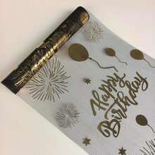 1pc Black & Golden Birthday Table Runners With Balloons, Fireworks & Stars Design - 28x275cm Rectangular Polyester Party Decor For Birthdays, Thanksgiving, Festive Celebrations, Birthday Party Decorations, Celebration Accessory, Elegant Decoration, Smooth Texture, Lightweight Construction, Home Decorators