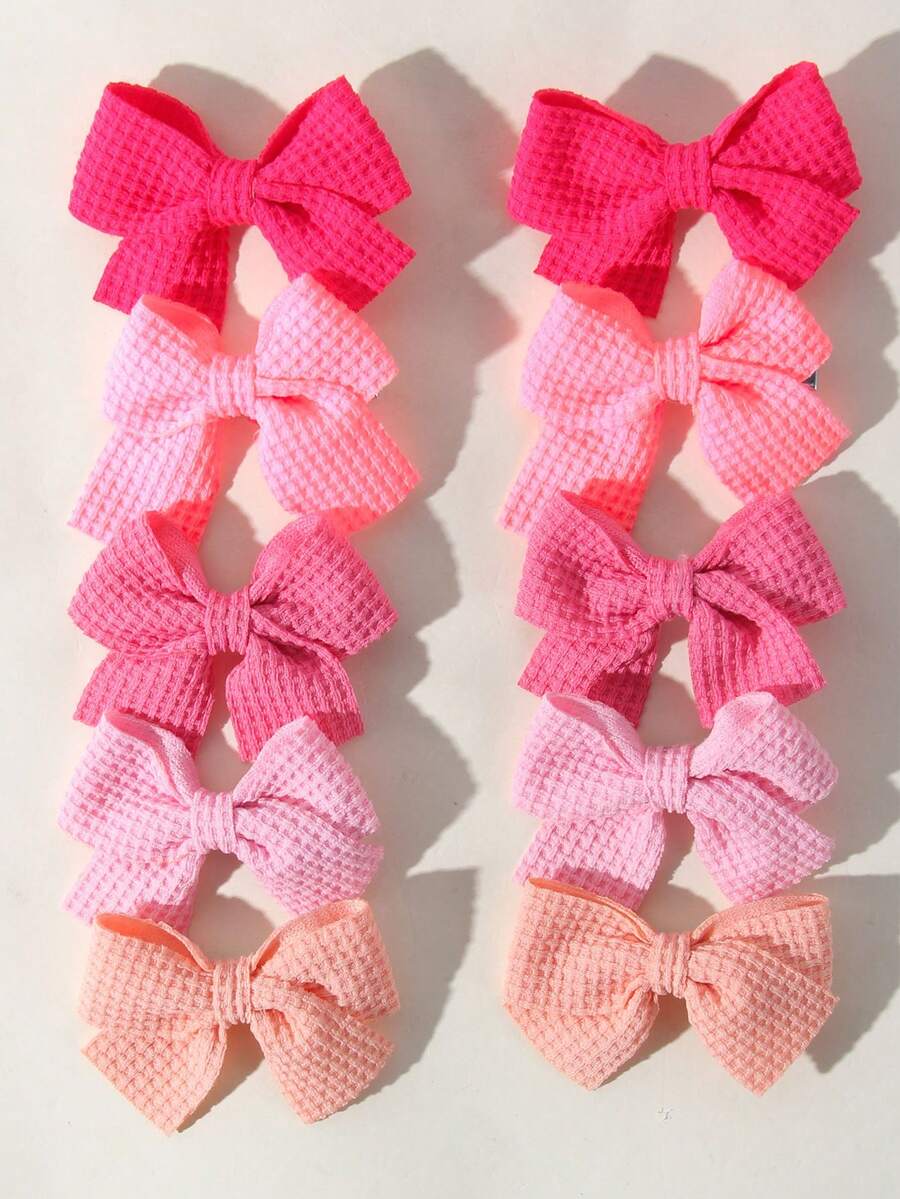 10pcs/Set New Cute Ribbon Bow Hair Clips, Handmade Hair Accessories For Girls