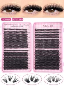 32 Trays 640/624/608pcs Eyelash Clusters, Mixed Length 9-16mm, Suitable For Beginners DIY Eyelash Extension Kit, Essential For Holidays, Halloween Decor, Christmas Gift, Eyelash Clusters, Eyelash Clusters, Individual Lashes, Eyelashes, False Eyelashes - 彩色 - 查看 3