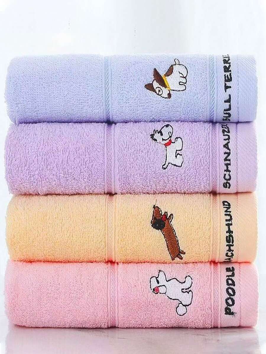 4 piezas Toalla pequeña, con patrón de frutas bordado, 25 x 50 cm, múltiples colores, toalla de mano/rostro, uso doméstico unisex, absorbente, secado rápido, resistente al color, adecuada para baño, escuela, cocina, regalos, viajes y exteriores - Multicolor - Ver 1