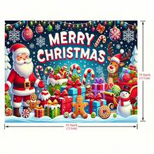 Decoración de pared de Papá Noel de Navidad 2D - Telón de fondo de poliéster multifuncional, adecuado para sala de estar, dormitorio, oficina y celebración navideña al aire libre