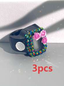 1pc Portable Rhinestone Flower Tally Counter, Manual Ring Mini Counter Without Battery, Finger Counter, Ring Button Counter, Suitable For Knitting Counting