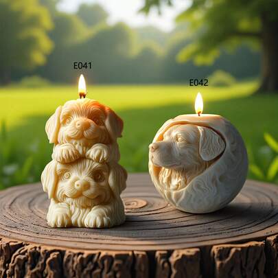 小狗系列香薰蜡烛硅胶模具DIY可爱宠物狗蜡烛模具球形装饰
