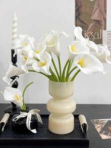 12支/6支 白色/紫色仿真马蹄莲花，PU材质，仿真花，马蹄莲花束，适用于家居婚礼装饰、室内外装饰、花园装饰、派对装饰、波西米亚风格装饰、节日派对装饰、母亲节生日庆祝日常礼物 - 白色 - 查看 8