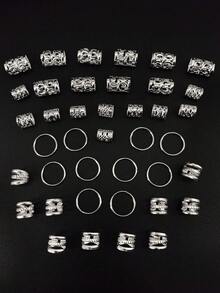 40个/套 混合形状脏辫发圈，可调节发带，适合编发造型，四季皆宜 - 銀色 - 查看 6