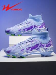 STARNOVO Men's Football Shoes, Men's/Women's Sports Football Shoes, Comfortable Knit Elastic Collar, Comfortable Foot Wrapping, Long Studs Anti-Slip Outsole, Suitable For Artificial Turf Football Training/Matches, Youth World Cup Event Specific Football Shoes (This Item Is Standard Size, It Is Recommended To Order 1 Size Smaller If Your Foot Type Is Slim, And 1 Size Larger If Your Foot Type Is Wide) - Purple - View 3