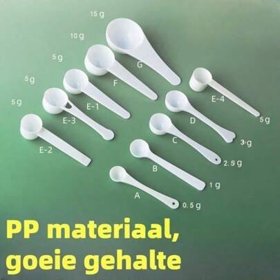 1/10 stuks maatlepels, 0,5 g-15 g maatschep voor waspoeder, eiwitpoeder, vloeibare maatlepel met markeringen, bakmaatlepel met platte bodem