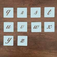 65 piezas de plantillas de plástico reutilizables de 2 pulgadas con letras, números y símbolos en estilo caligráfico para pintura en madera - plantillas de arte y manualidades, de vuelta a la escuela, útiles escolares - lechoso - Ver 7