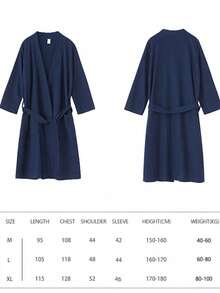 Bata de kimono de punto de gofre - Secado rápido - Suave, bata de dama de honor, bata de baño de gofre larga para primavera y verano, ropa de dormir absorbente, delgada - Multicolor - Ver 10