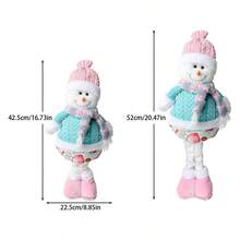 Różowo-niebieskie, dekoracyjne lalki z rozciągliwymi nogami, Święty Mikołaj, renifer, bałwan, dekoracja na imprezę świąteczną