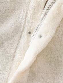 卡通企鹅刺绣抓绒连帽连体衣，婴儿款，冬季 - 黑與白 - 查看 7