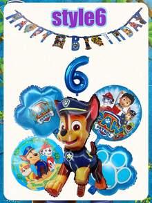 7pcs Paw Patrol Theme Birthday Party Decoration Set, Includes Number Balloons - Official Chase & Skye Theme Decor, Suitable For Boys - Multicolor - View 13