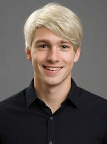 男士短款金色假发，自由分发，日常假发，带刘海，合成假发，透气玫瑰网帽，150% 密度，非常适合日常佩戴万圣节派对角色扮演服装