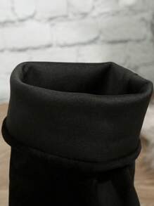 Fall/Winter Slimming Suede Shaft Over-The-Knee Chunky Heel Pointed Toe Buckle Slip-On Knee-High Boots For Women - Black - View 7