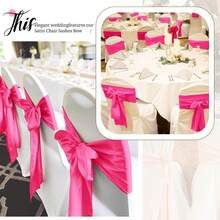25pcs Satin Chair Sash Tie Bows, Fuchsia Satin Chair Sash Tie Backs For Wedding, Reception, Event, Banquet, Party, Hotel, Ceremony Decor (7*108 Inches) - Multicolor - View 7