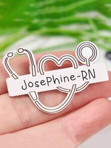 [Personalizado] Broche de placa de identificación de acero inoxidable personalizado para mujeres, insignia de médico o enfermera, regalo personalizado del Día de la Enfermera, insignia de graduación de la escuela de medicina personalizada, broche de estetoscopio personalizado