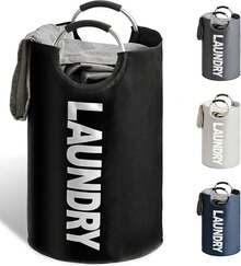 Cesta de Ropa Sucia de Tela Oxford de Gran Capacidad, Cesta de Lavandería Plegable para el Hogar, Bolsa de Almacenamiento para Lavandería y Dormitorio - Caqui - Ver 1