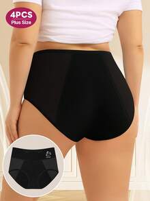 4pcs Plus Size Women's Period Underwear Triangle Physiological Underpants, Leak-Proof, Moisture-Wicking, Sweat-Proof, Breathable Mesh Holes - 彩色 - 查看 2