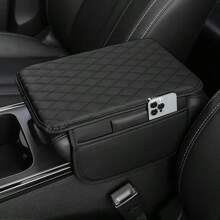 12.4*7.48in Upgraded Dual Side Storage Car Center Console Cover, Super Soft Microfiber PU Leather Car Armrest Pad Mat, Dual Pocket/No Pocket Styles, Universal Car Armrest Storage Box, Suitable For Cars, RVs, Most Vehicles Interior Accessories