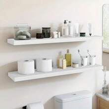 1pc Floating One-Shelf Wall Mounted Storage Rack (With Installation Screws), Creative Wall Decor Shelf For Living Room, Bedroom, Bookshelf, Wall Mounted Display Rack - White - View 3