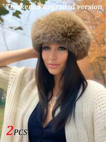 1/2/4pcs New Winter Furry Hats For Women, Autumn/Winter European & Korean Style Warm Hats, Fashionable Solid Color Flattering Mongolian Hats, Thickened Winter Outfits