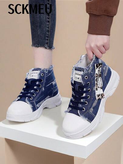 SCKMEU 1 Pair Versatile High-Top Casual Sneakers, Fashionable And Comfortable Athletic Shoes For Outdoor Sports