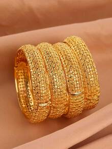 1 سوار من النحاس المطلي بالذهب عصري، مناسب للارتداء اليومي والمناسبات للنساء، هدية