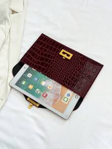 1 Túi cầm tay họa tiết đá giả trơn màu tối giản sang trọng - Màu Đỏ Sâu - Xem 9