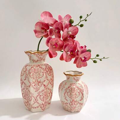 Cabin Kangaroo Museum-Grade Chinese Imperial Ceramic Vase, Pink & Beige Floral Pattern, Home & Office Decor, Asian Style Housewarming/Wedding/Birthday Gift, Exquisite Texture Design, High-End Craftsmanship Home Decor Room Decor Flower Vase Glass Vase