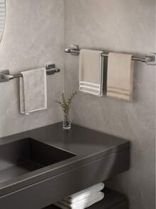 铝合金淋浴毛巾架，多功能浴室收纳配件 - 黑色 - 查看 6