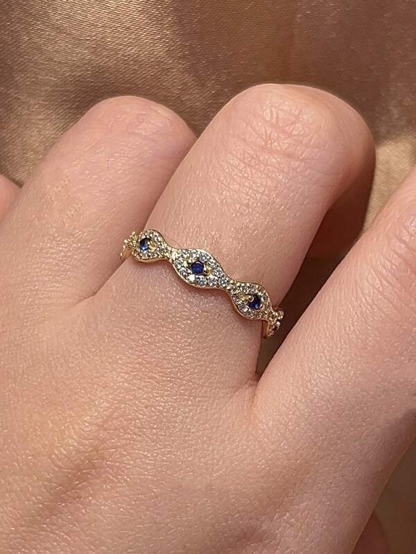 خاتم عين الشيطان من الفضة الإسترليني 925 مرصع بالزركونيا الاصطناعية، خاتم نسائي أنيق وأنيق للارتداء اليومي والحفلات