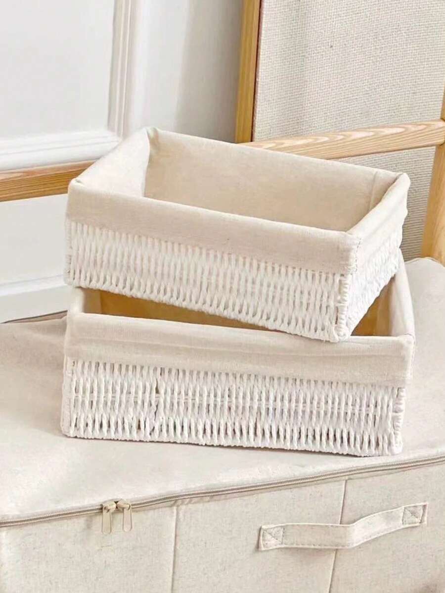3pcs/1pc Handmade Woven Storage Basket, Desk Organizer Tray For Cosmetics, Keys, Snacks, Home Decor, Living Room, Bedroom, Office, Suitable For , Valentine's Day Gifts