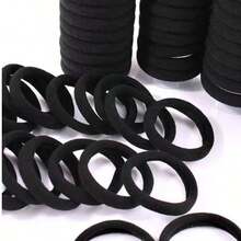 50PCS Black High - Elastic Hair Ties, Minimalist & Practical Hair Elastics That Don't Harm Hair, Basic Hair Ropes For Daily Hair Tying