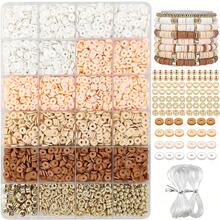 1800 件/2706 件友谊手链制作套件，粉色棕色扁平聚合物粘土珠子，带 300 件字母珠金色隔珠，适用于 DIY 珠宝制作工艺用品礼物 - 彩色 - 查看 12