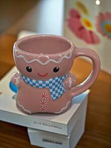 1pc 530ml Creative Simple Large Capacity Ceramic Mug, Minimalist Elegant Design Modern Style Cookie Couple Mug, Suitable For Home Use Espresso, Coffee, Water, Milk, Afternoon Tea, Office, Gift For Valentine's Day, Women's Day, Mother's Day, Friends Birthday Back To School