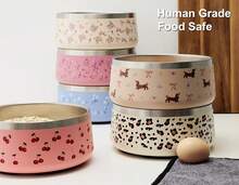 Dog Bowl Medium Breed - 4 Cup Non Slip Anti Rust, Insulated Metal Stainless Steel Dog Bowls - Spill Proof Heavy Duty - Water Bowl For Dogs, Dishwasher  (32 Oz, Happy Thoughts),13360811 - 薑色 - 查看 7