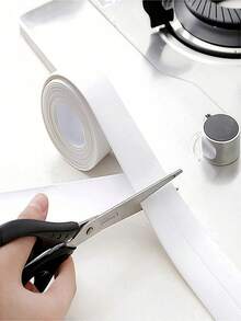 1pc/3pcs/5m White PVC Self-Adhesive Sealing Strip, Waterproof Sealant Tape For Bathroom, Kitchen Sink, Countertop, Bathtub, Bathroom Wall Corner, Home Bathroom Decor, Autumn Decor, Back To School - White - View 4