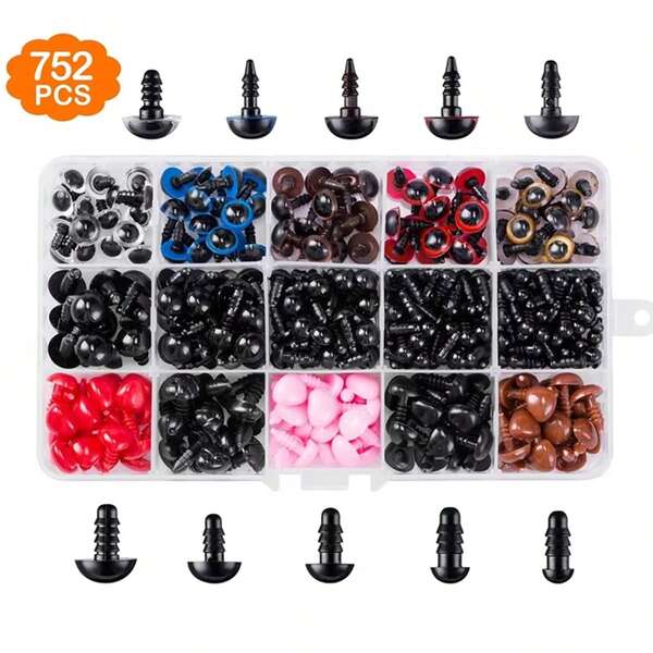 700 قطعة من أعين السلامة البلاستيكية السوداء مع الحلقات، مناسبة لدمى الحيوانات المحشوة والأميجورومي بأحجام من 6 إلى 14 ملم، ديكور هالوين DIY