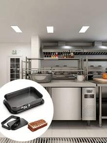 1pc Non-Stick Brownie Baking Pan With Divider (12.2"X7.8"), Stainless Steel Bread Baking Tray, Non-Stick Square Cake Baking Pan, Dough Kneading Mixer, Baking Tools, Oven , Kitchen Gadgets, Cookware Accessories - Bronze - View 14