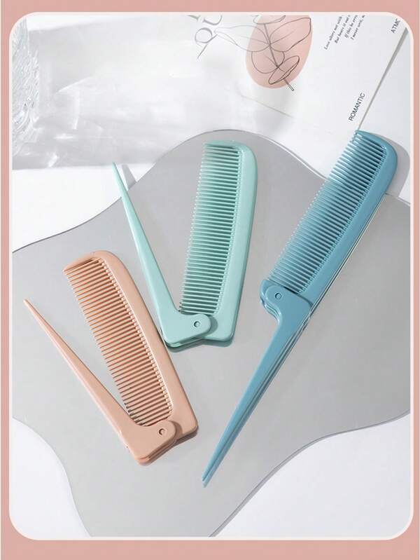 1 pieza Peine plegable de cola puntiaguda, peine portátil para peinar el cabello, herramienta para teñir el cabello, marrón y verde, kit de peinado, kit de herramientas para el cabello, accesorio de belleza para el hogar, regalo para mujeres