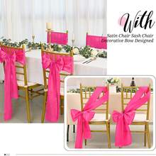 25pcs Satin Chair Sash Tie Bows, Fuchsia Satin Chair Sash Tie Backs For Wedding, Reception, Event, Banquet, Party, Hotel, Ceremony Decor (7*108 Inches) - Multicolor - View 8