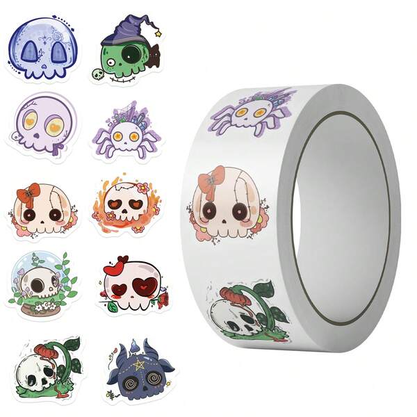500PCS Halloween Groovy Skull Stickers Roll Aesthetic Vinyl Stickers High Quality Stickers Decals Scrapbook,Journaling,Laptop,Bumper,Skateboard,Water Bottles,Computer,Phone Stickers Can Bring A Lot Of Fun To Your Life,Perfect Gifts For Adults&Kids